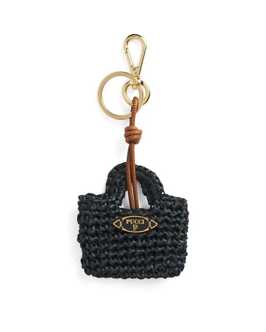 Emilio Pucci Black Mini Raffia Bag Charm