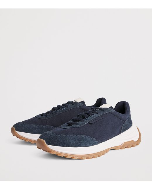 Emporio Armani Blue Suede Sneakers for men