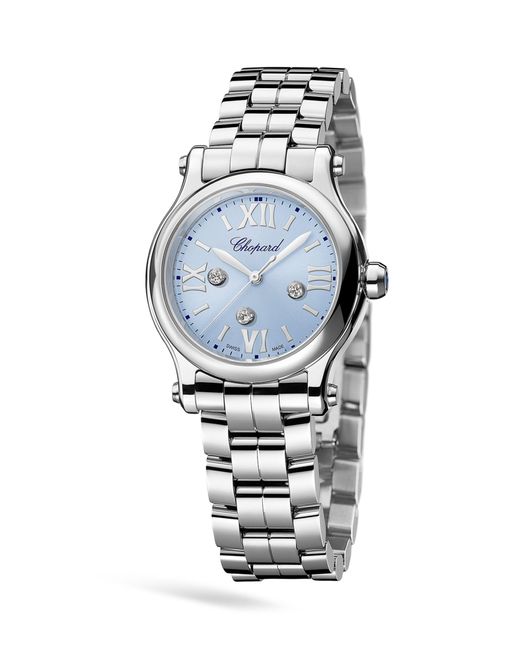 Chopard Blue Stainless Steel And Diamond Happy Sport Watch 30mm