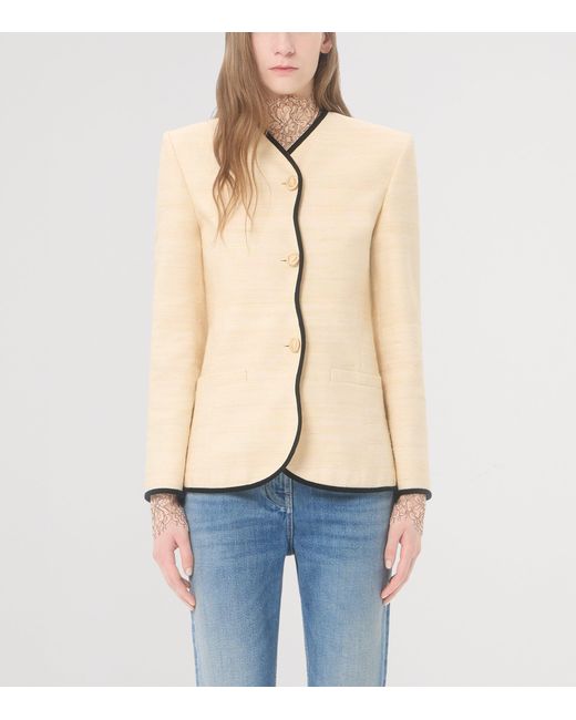 Valentino Natural Silk-Linen Collarless Blazer