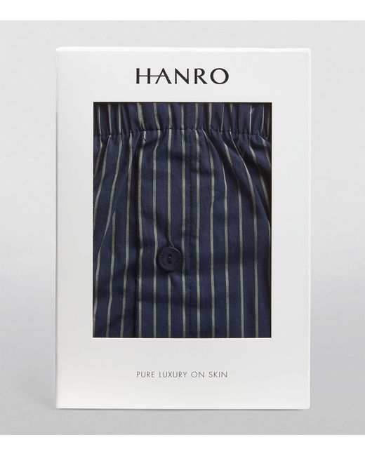 Hanro Blue Cotton Fancy Woven Boxers for men