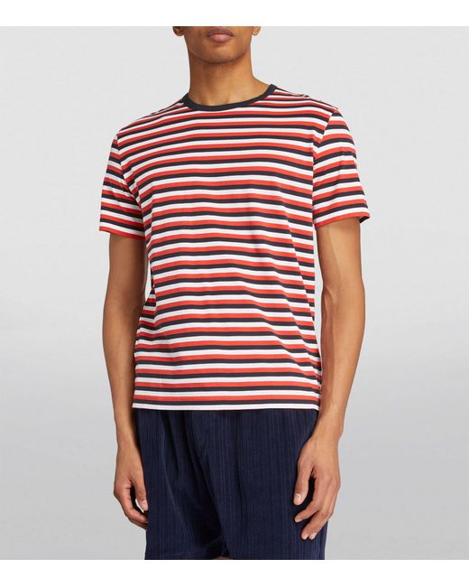 Ron Dorff Red Cotton Striped T-shirt for men