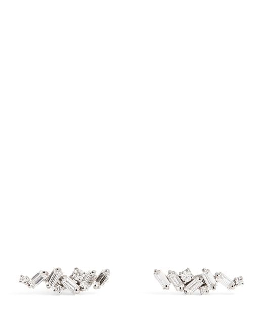 Suzanne Kalan White And Diamond Frenzy Stud Earrings