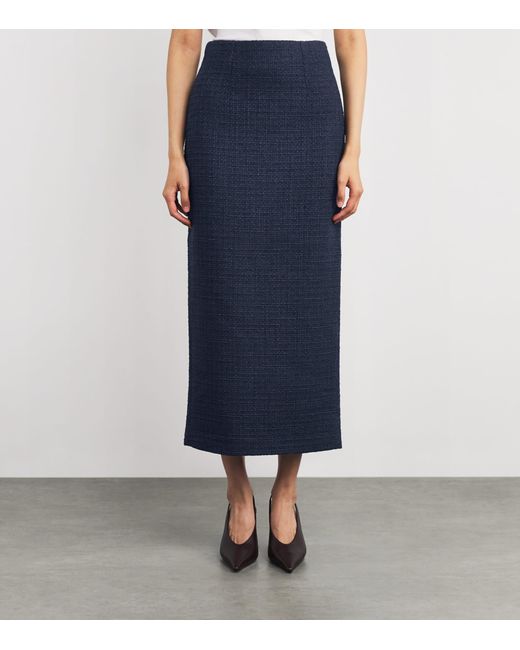 Roland Mouret Blue Bouclé Midi Skirt