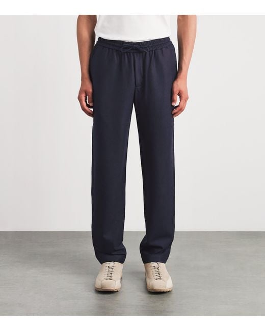 Sease Blue Stretch-Virgin Wool Mindset Drawstring Trousers for men