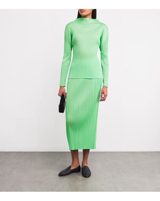 Pleats Please Issey Miyake Green New Colorful Basics 4 Long-Sleeve Top