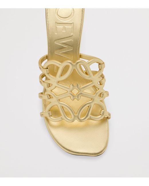 Loewe Natural X Paula's Ibiza Leather Petal Anagram Heeled Mules 45