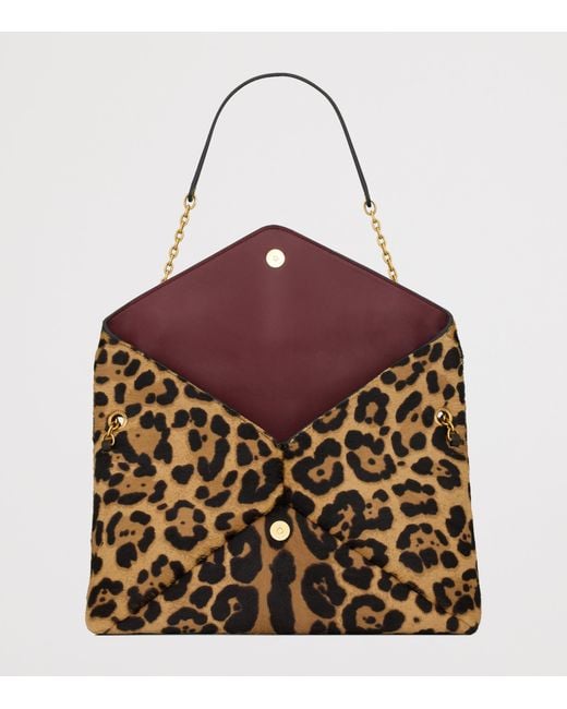 Saint Laurent Metallic Cassandre Envelope Leopard Chain Wallet