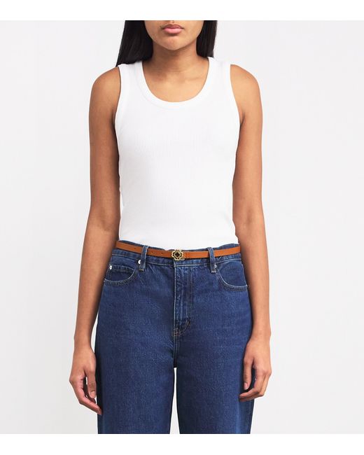 Maje Brown Leather Logo Thin Belt