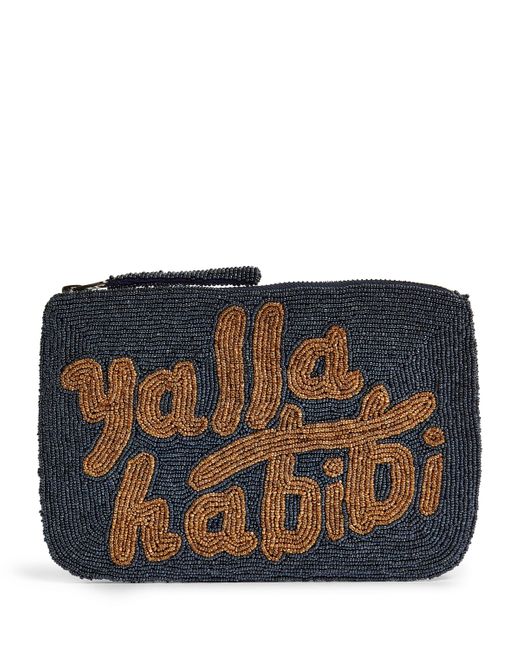 The Jacksons Black Beaded Yalla Habibi Clutch Bag