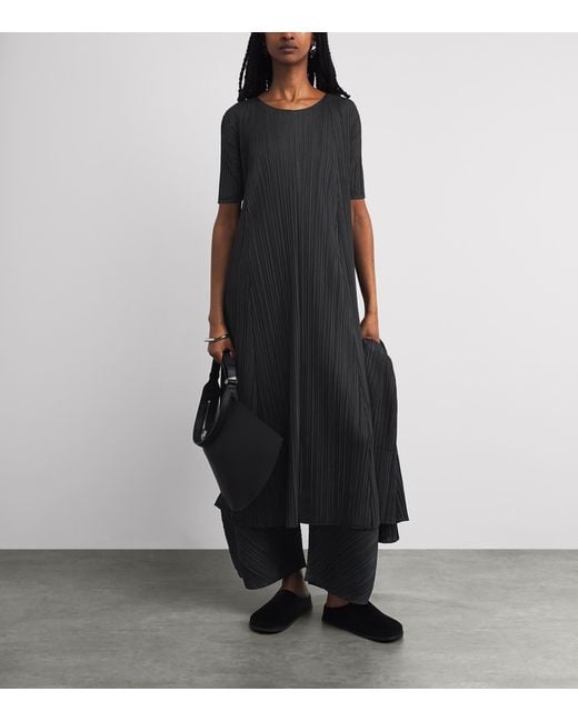 Pleats Please Issey Miyake Black Mellow Pleats Midi Dress