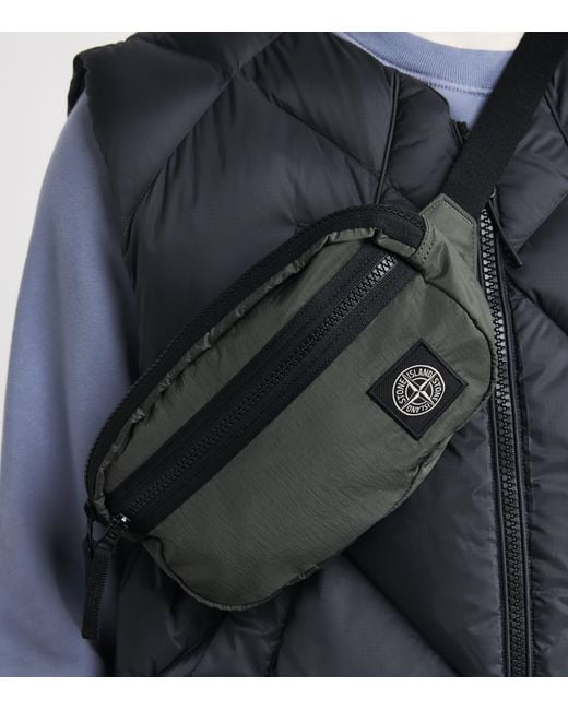 Stone Island Black Logo Patch Belt Bag for men