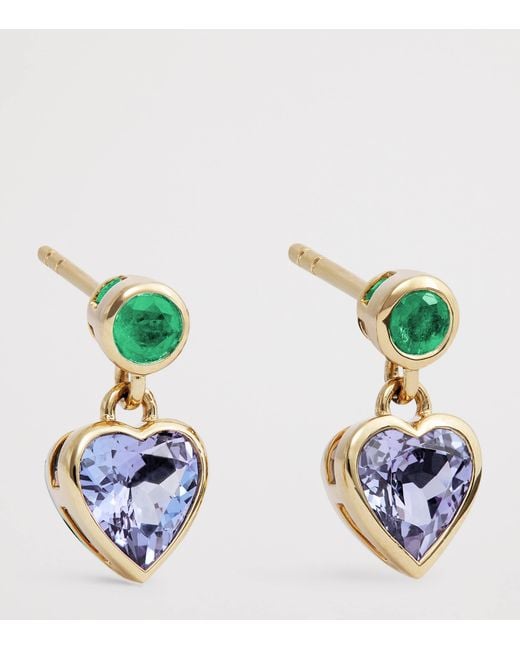 Emily P. Wheeler Blue Emerald And Tanzanite Heart Earrings
