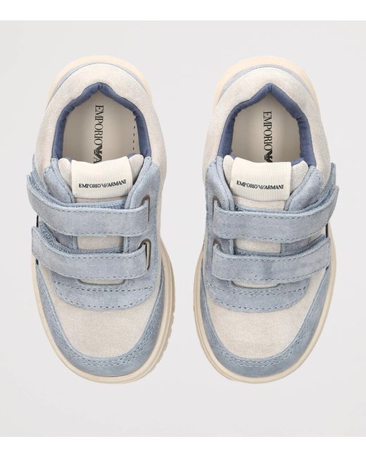 Giorgio Armani Blue Suede Velcro City Sneakers for men