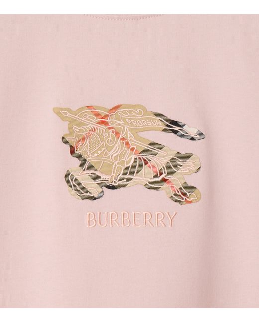 Burberry Pink Cotton Check Ekd T-Shirt