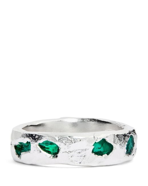 The Ouze Green Sterling And Emerald Ring for men