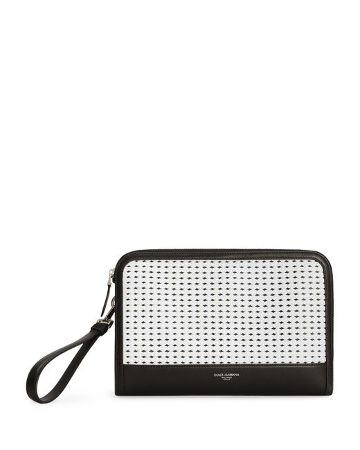 Dolce & Gabbana Black Plongé Calfskin Atene Pouch for men