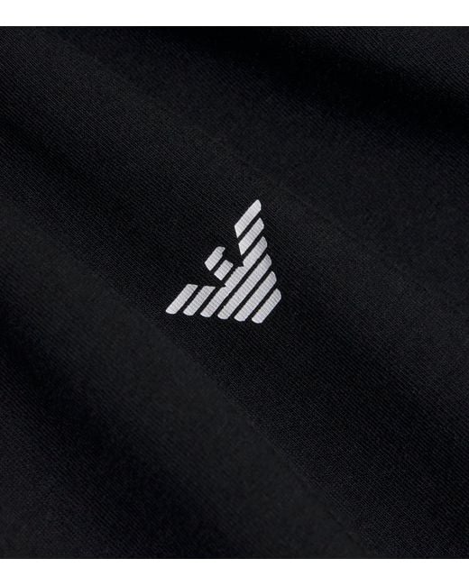 Emporio Armani Black Stretch-Cotton Eagle Logo V-Neck T-Shirt for men