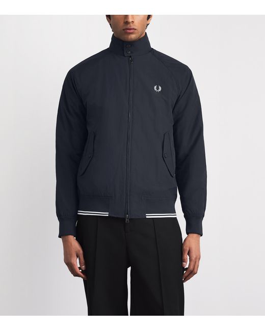 Fred Perry Blue Crinkle Harrington Jacket for men