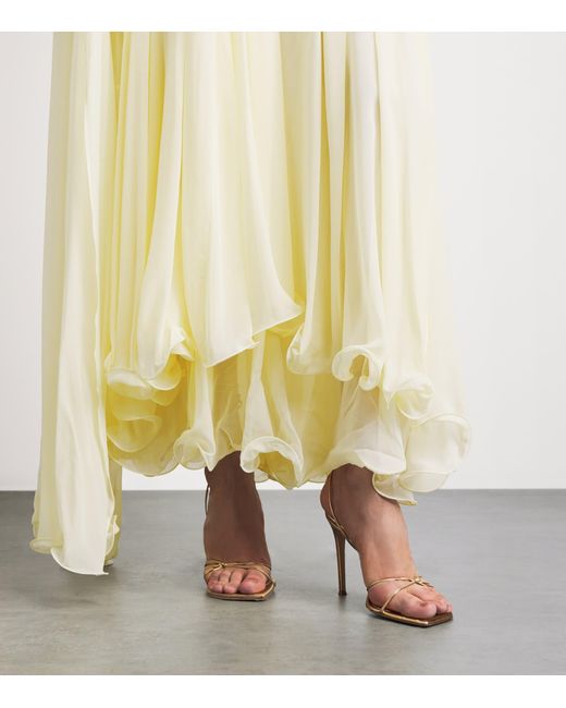Rachel Gilbert Yellow Silk Isla Midi Dress
