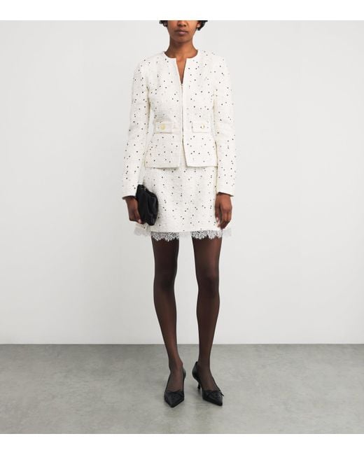 Giambattista Valli White Cotton-Blend Polka-Dot Jacket