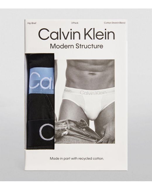 Calvin Klein Black Modern Structure Briefs (pack Of 3) for men