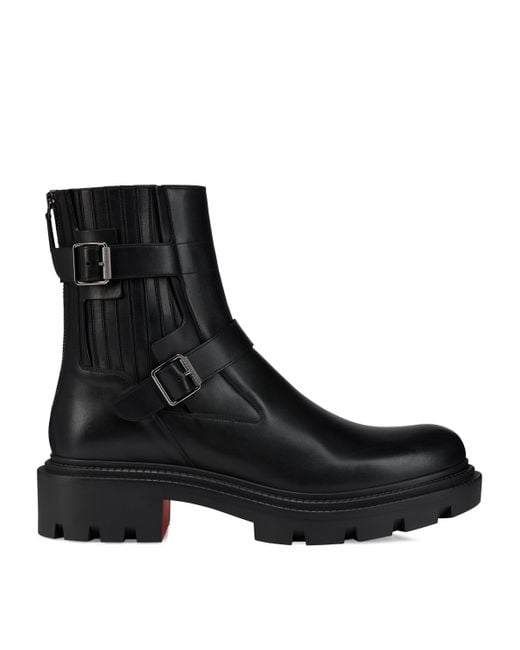 Christian Louboutin Black Oxybootie College Leather Chelsea Boots for men