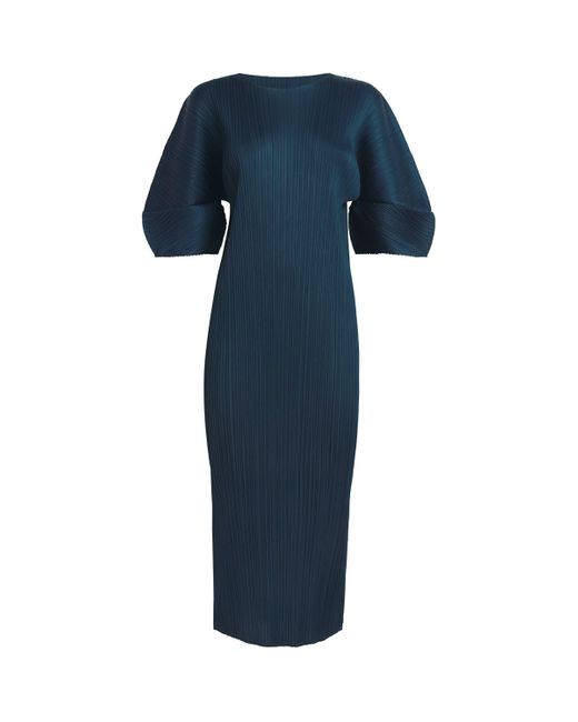 Pleats Please Issey Miyake Blue Monthly Colors April Midi Dress