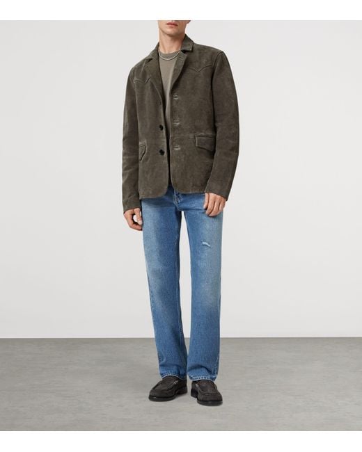 AllSaints Green Suede Hornett Blazer for men