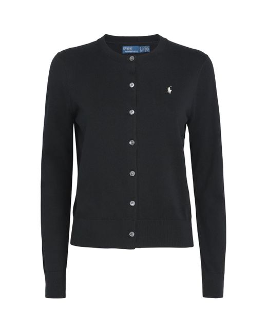 Polo Ralph Lauren Blue Cotton-Blend Polo Pony Cardigan