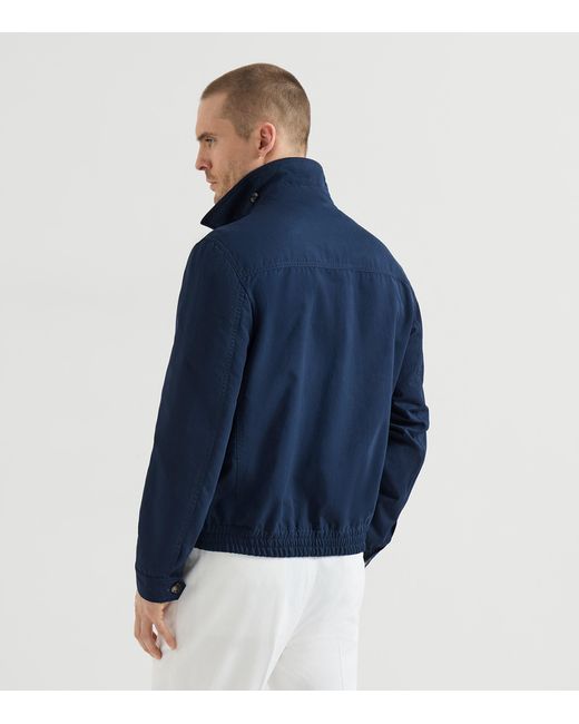 Brunello Cucinelli Blue Water-Resistant Blouson Jacket for men