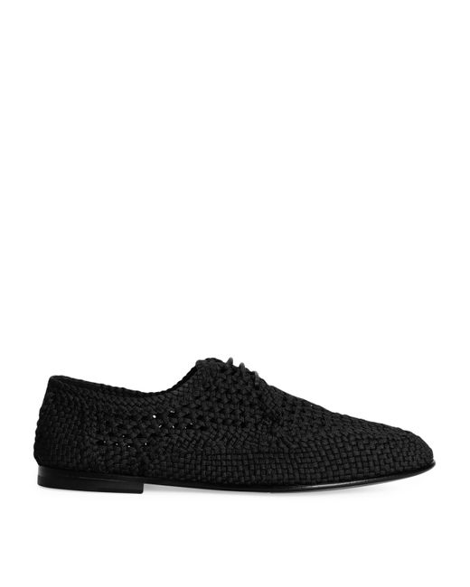 Dolce & Gabbana Black Woven Derby Shoes for men