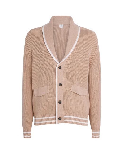 Eleventy Pink Cotton Shawl Cardigan for men