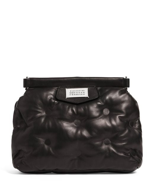 Maison Margiela Black Small Leather Glam Slam Clutch Bag