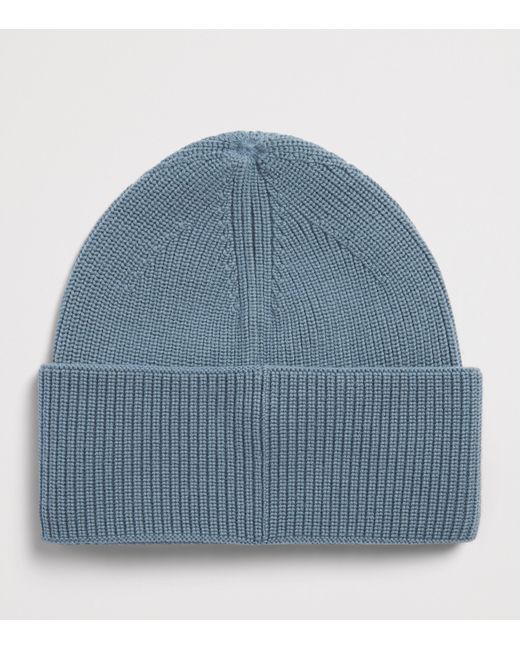 Falke Blue Virgin Wool Fine Rib Beanie for men
