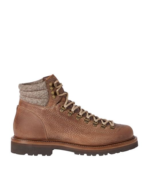 Brunello Cucinelli Brown Leather Ankle Boots for men