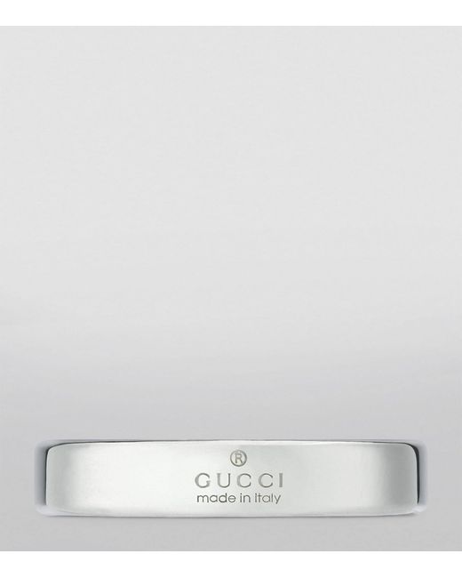 Gucci White Sterling Silver Diagonal Interlocking G Ring for men