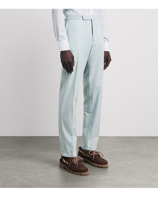 Polo Ralph Lauren Blue Linen Straight Trousers for men