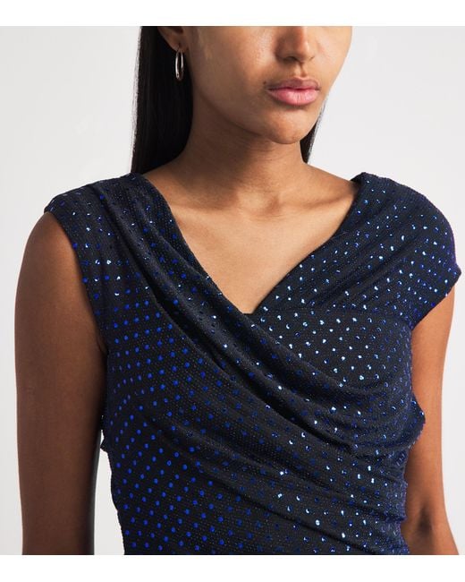 Talbot Runhof Blue Sequin Sleeveless Gown