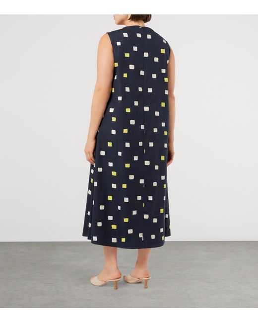 Marina Rinaldi Blue Cotton Printed Terni Midi Dress