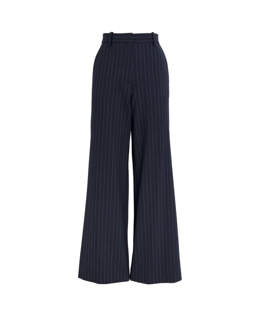 Maje Blue Pinstripe Wide-Leg Tailored Trousers