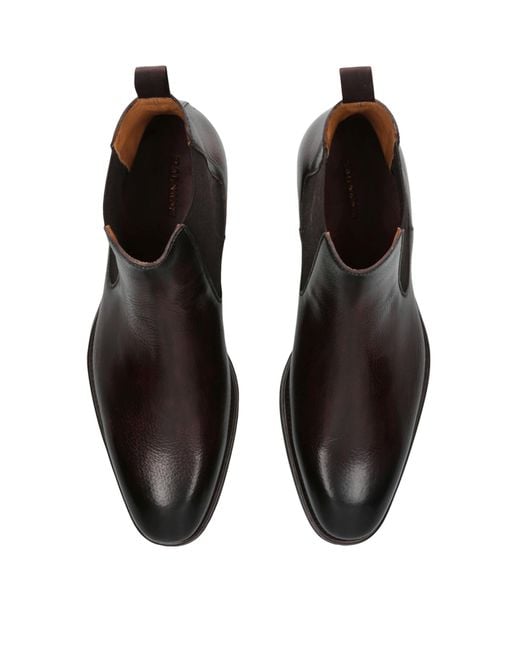 Magnanni Shoes Gray Leather Chelsea Boots for men