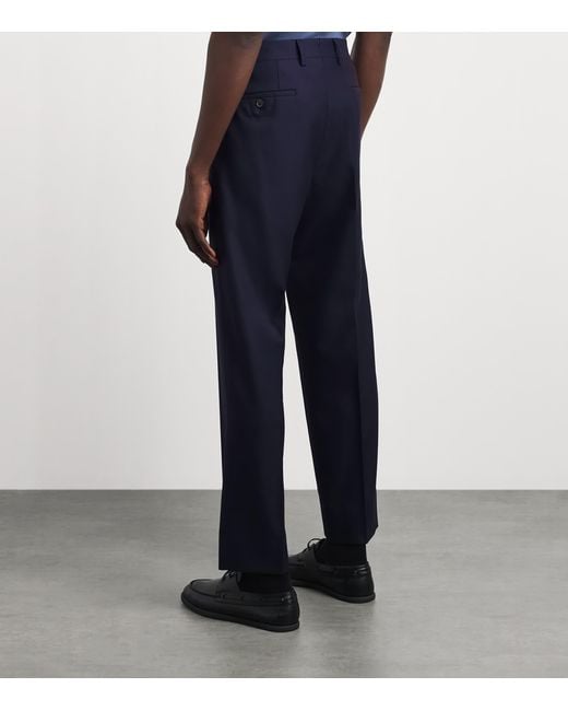 Corneliani Blue Virgin Wool Slim Trousers for men