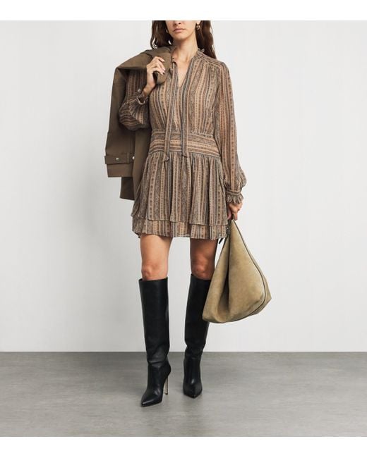 PAIGE Brown Silk Nantes Mini Dress