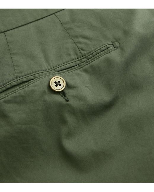 Marco Pescarolo Green Cotton-silk Flat-front Trousers for men