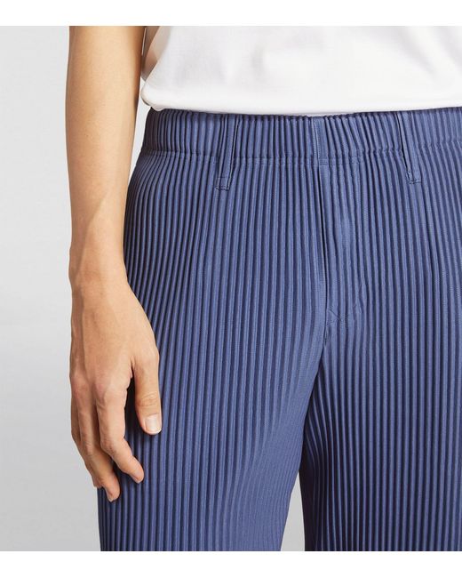 Homme Plissé Issey Miyake Blue Pleated Wide-leg Trousers for men