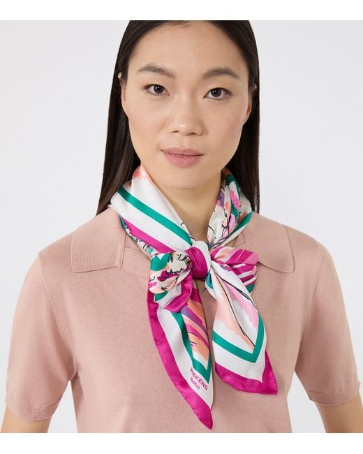 Weekend by Maxmara Pink Silk Lake Print Scarf