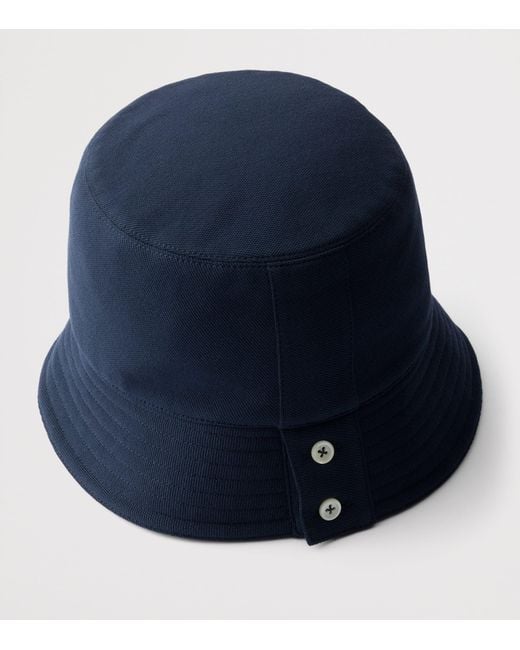 Prada Blue Cotton Piqué Embroidered Bucket Hat for men