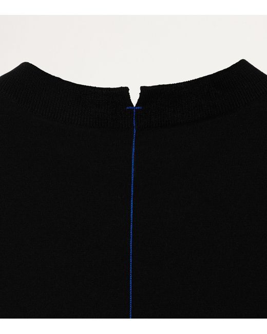 Burberry Black Wool Oversized Stitch-detail T-shirt