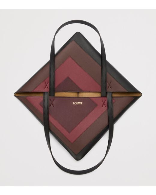 Loewe Purple X Albers Medium Leather Puzzle Fold Tote Bag
